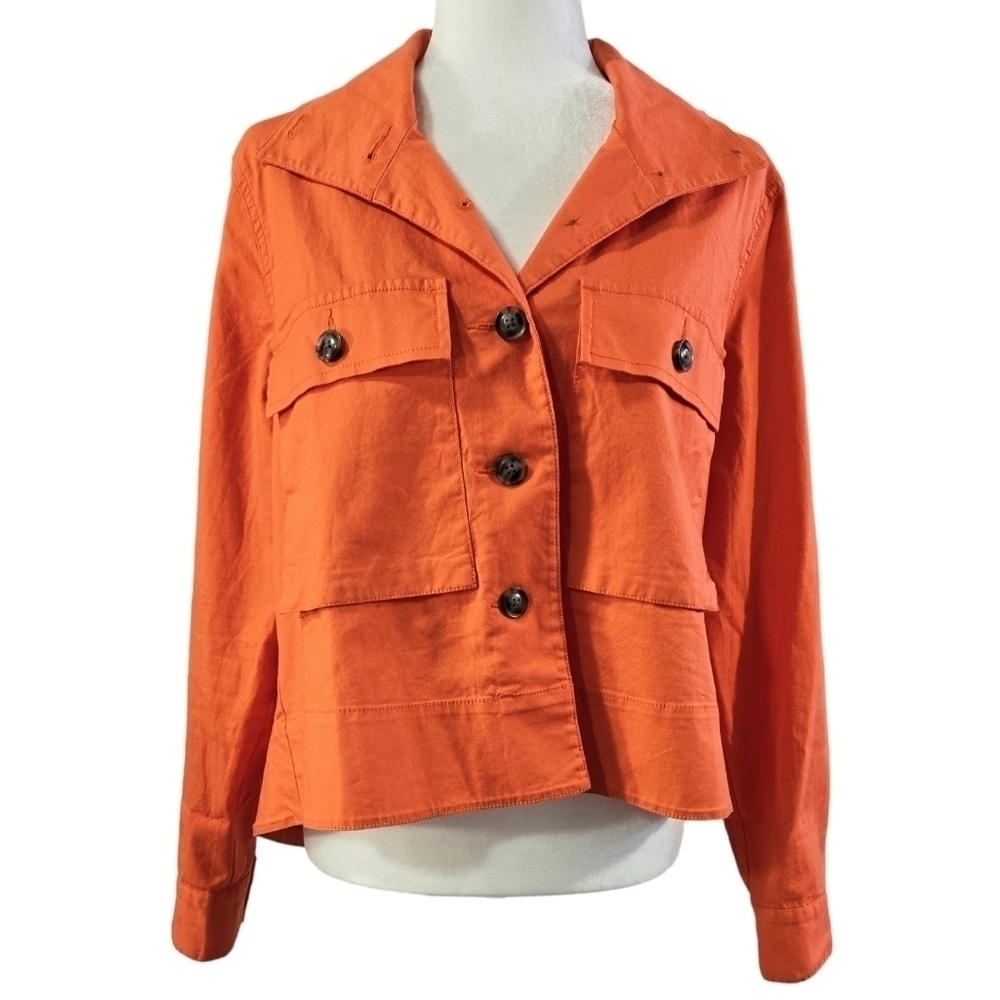 Cabi 5098 Tiger Lily Resort Jacket Orange Button-Up Colorful Beachy Vacation